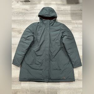 I305 L.L. Bean Waterproof Ultralight Down Coat Womens 3XL Green Hood Pockets